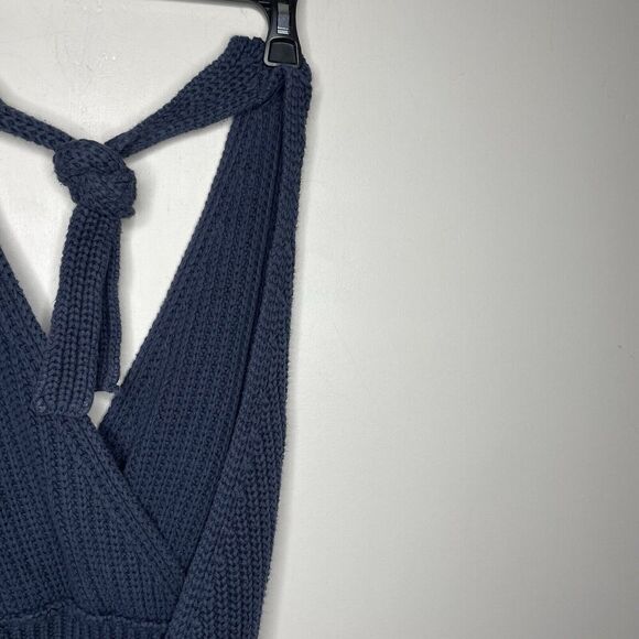 NICHOLAS Halter Dress Women XS Blue Knit Sweater Cotton Blend Mini - Picture 7 of 14